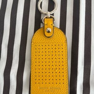Henri Bendel Mustard Leather Key Fob